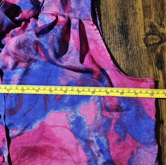 Mossimo Purple Pink Tie Neck Button Blouse Tank Large - Picture 7 of 10